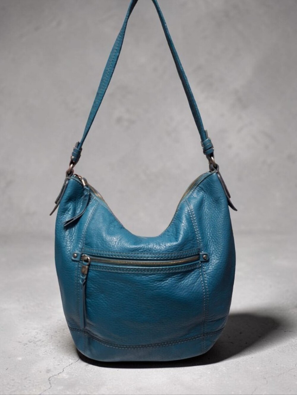 The Sak Teal Leather Shoulder Bag - Feminine Everyday Hobo